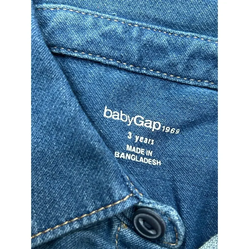 NWT Baby Gap Boys Blue Chambray Long Sleeve Western Button Up Shirt Size 3 Years